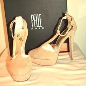 Never Worn PELLE Moda T-Strap High Heel Suede Pump